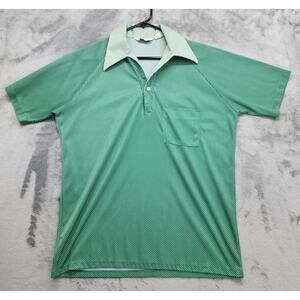 Vintage 60s 70s Lilly Dache Top Men L Green White Polka Dot Mod Disco Rockabilly